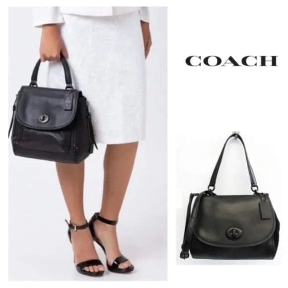 ๐ฃ COACH Faye ๐ฃ Mixed Materials Backpack in Black. - Picture 1 of 16